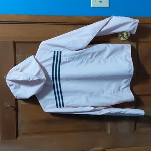 Pink black Adidas windbreaker small with hood